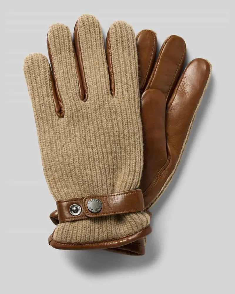 Hestra Handschuhe mit Druckknopfverschluss Modell 'Christopher Hellbraun