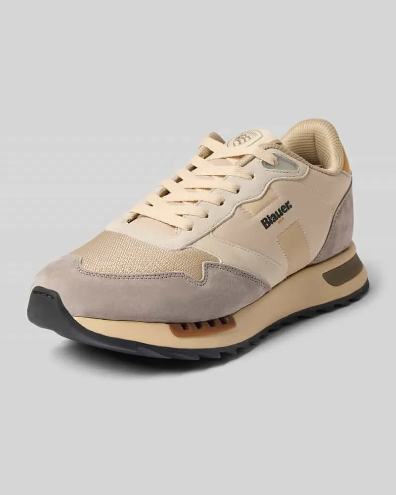 Blauer Sneaker aus Leder-Mix Modell 'Ryder Taupe