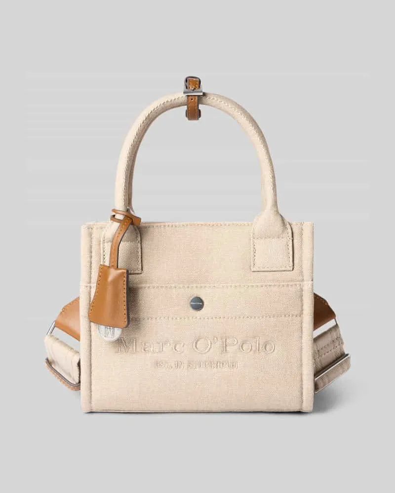 Marc O'Polo Henkeltasche aus reiner Baumwolle mit Logo-Stitching Beige
