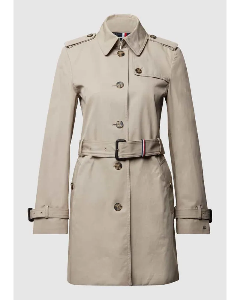 Tommy Hilfiger Trenchcoat mit Gürtel und Schulterriegeln Beige