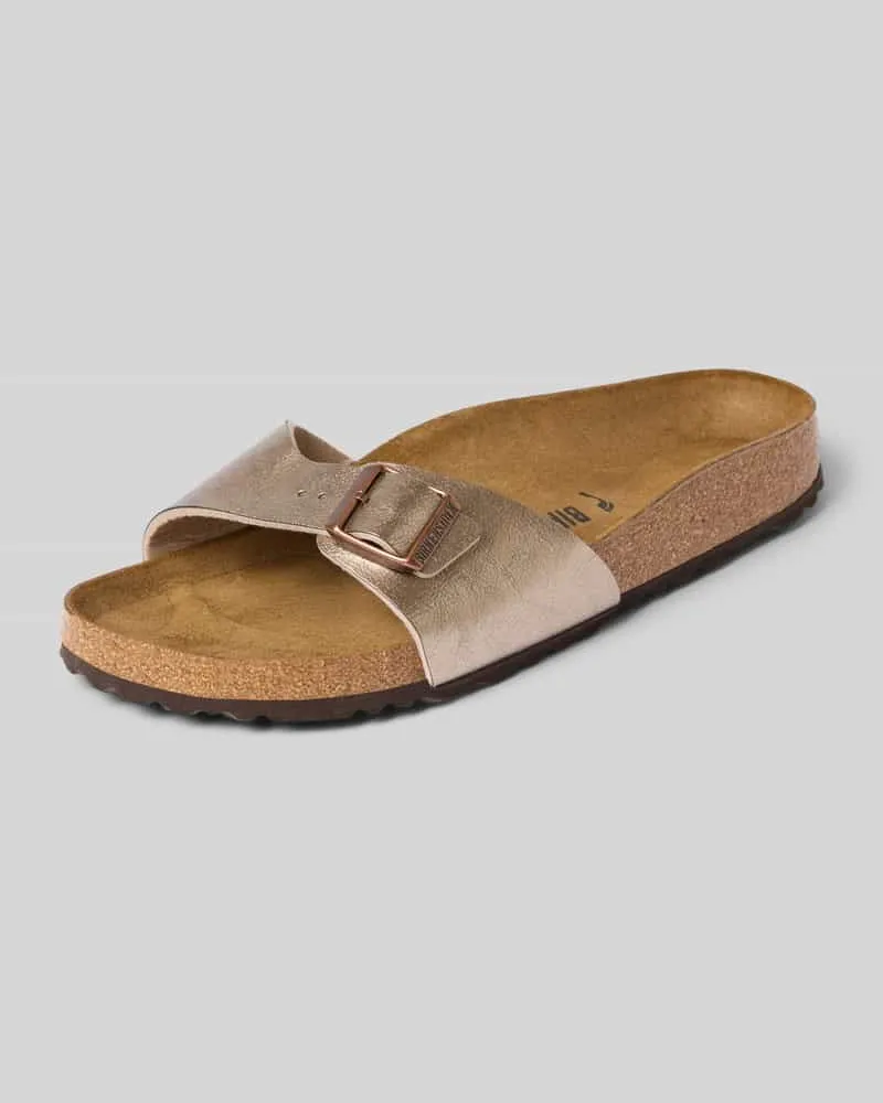 Birkenstock Slides mit Dornschließe Modell 'MADRID Taupe