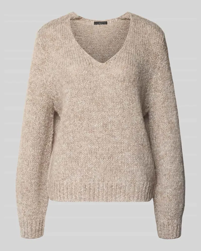 Oui  Regular Fit Pullover mit Woll- und Mohair-Anteil Taupe