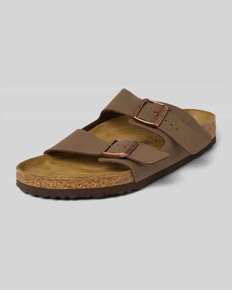 Birkenstock Slides mit Dornschließe Modell 'Arizona Mittelbraun