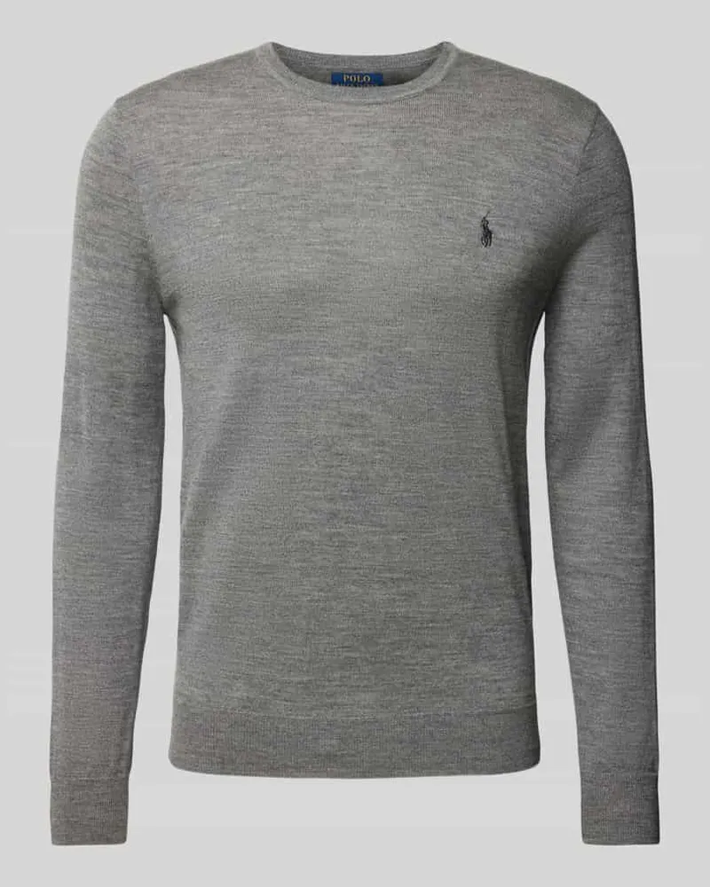 Ralph Lauren Slim Fit Strickpullover aus reiner Wolle Hellgrau
