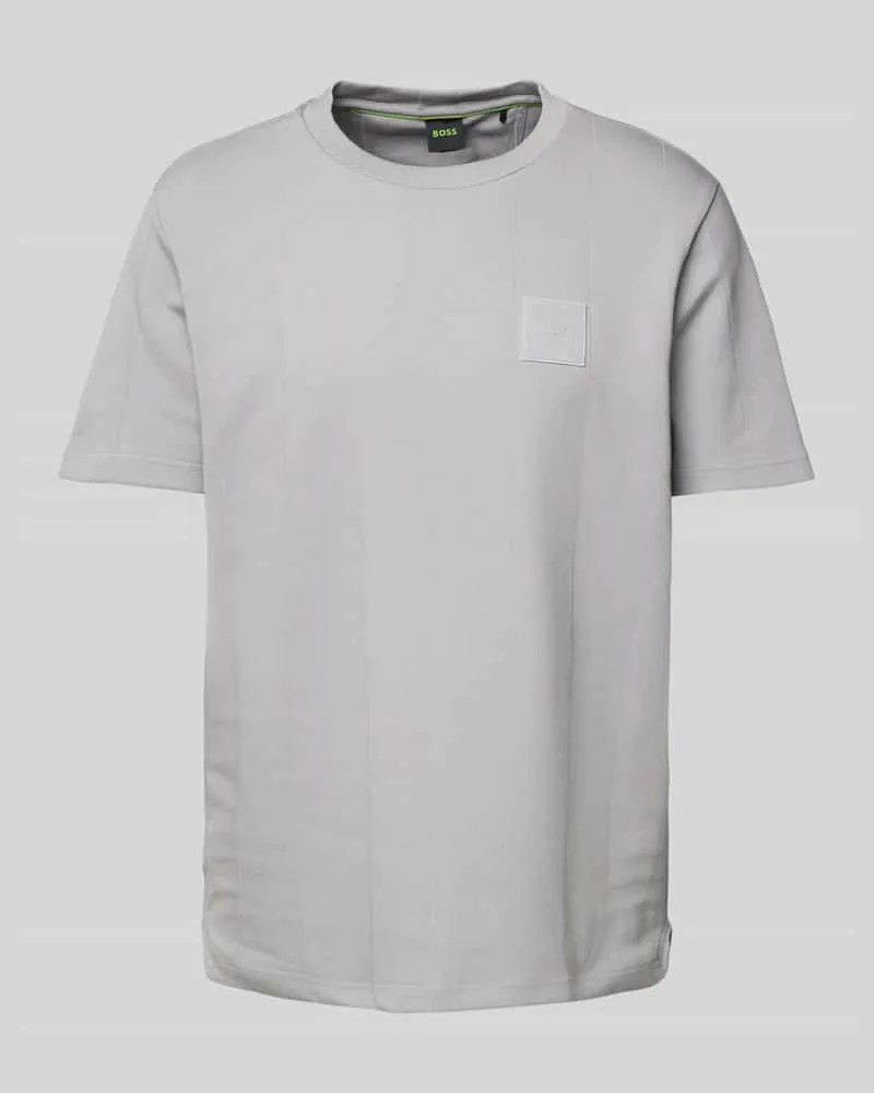 HUGO BOSS T-Shirt mit Label-Patch Modell 'DropNeedle Hellgrau