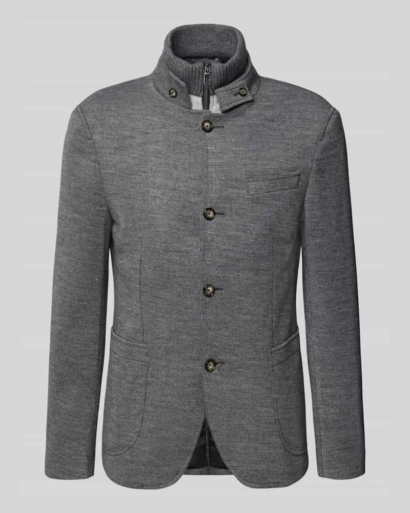 JOOP! Sakko mit Stehkragen und Knopfleiste Modell 'Hectar Mittelgrau