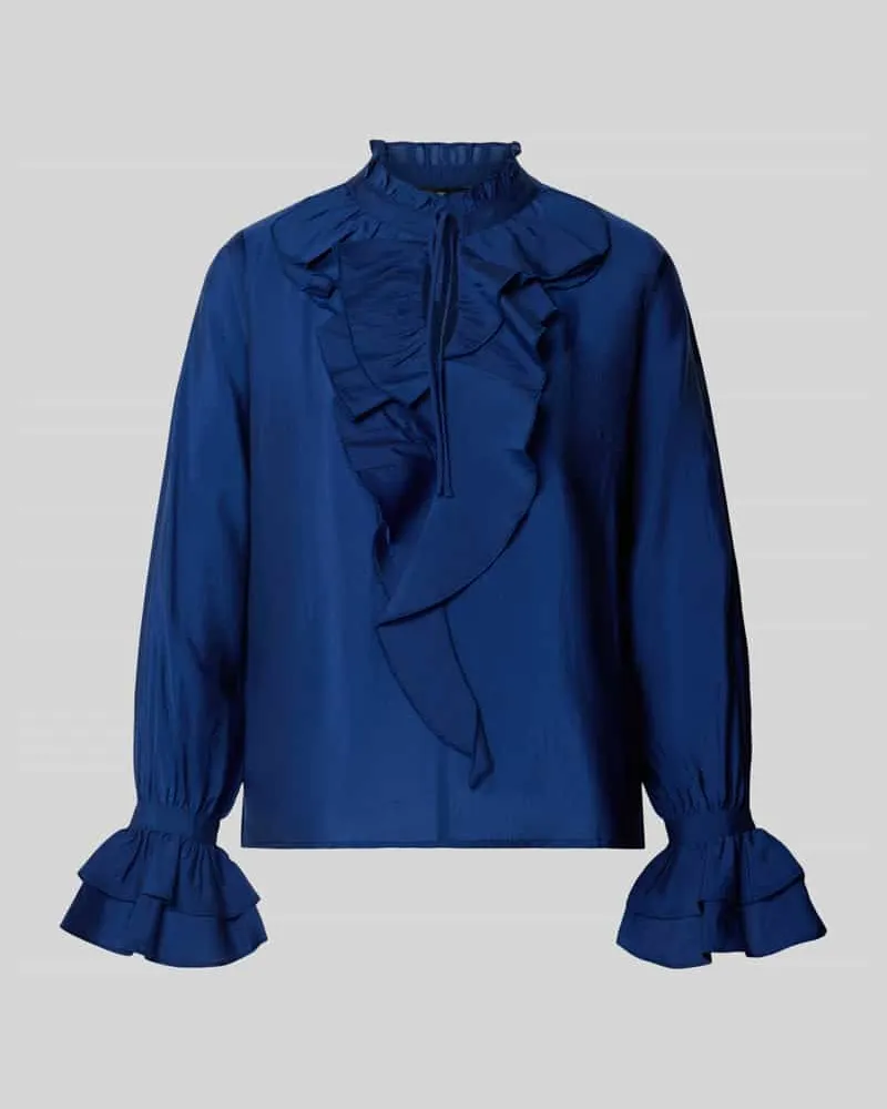 monari Bluse mit Volants und Bindung Dunkelblau