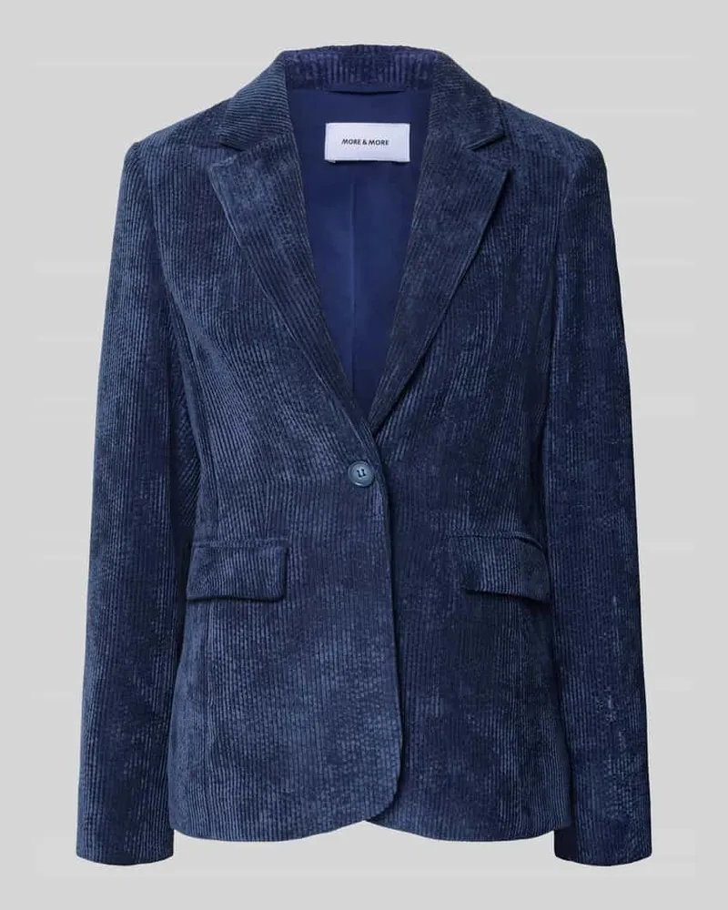 More & More Slim Fit Blazer aus Cord mit Pattentaschen Dunkelblau