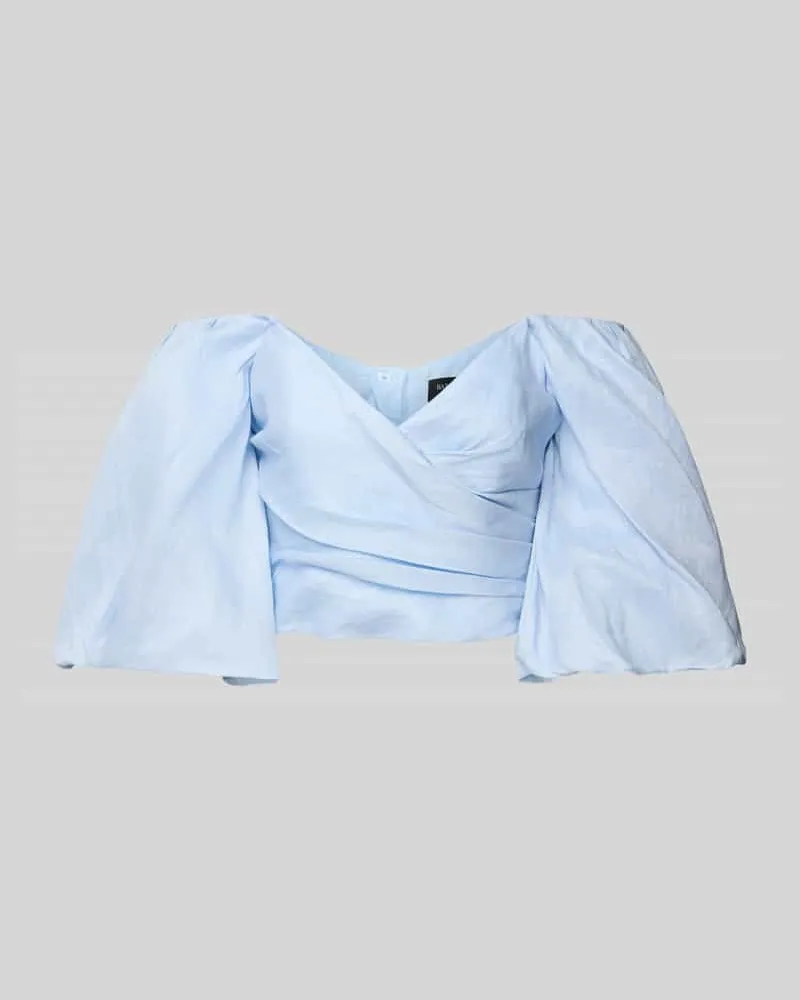 Bardot Slim Fit Leinenbluse mit V-Ausschnitt Modell 'EVA Hellblau