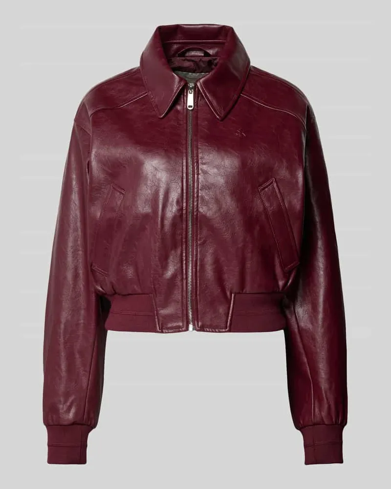 Calvin Klein Cropped Jacke in Leder-Optik Bordeaux