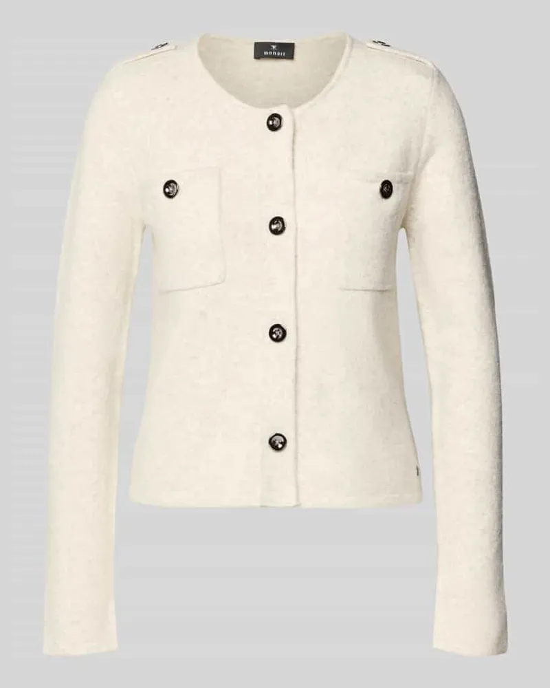 monari Strickjacke mit Brusttaschen Stein