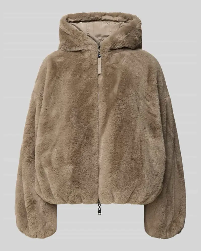 Beaumont Amsterdam Jacke aus Kunstfell mit Zweiwege-Reißverschluss Beige