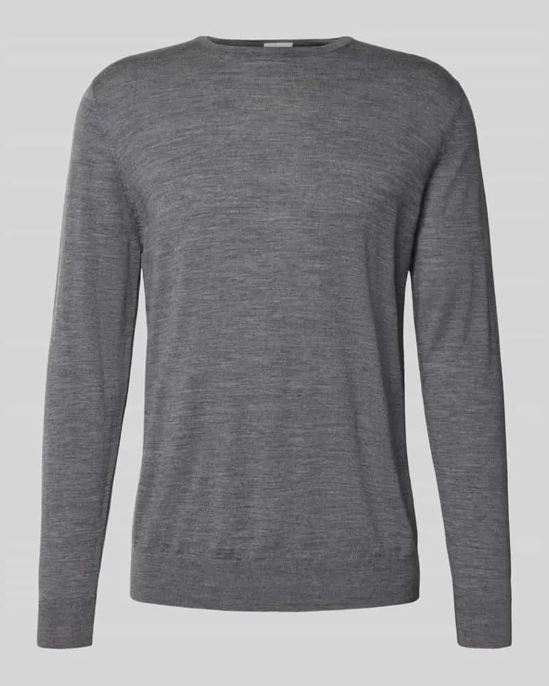 Profuomo Wollpullover mit Rundhalsausschnitt Hellgrau