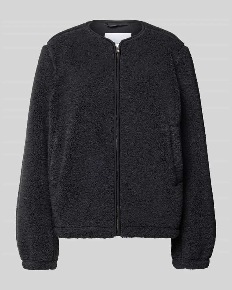 Samsøe & Samsøe Fleecejacke mit Rundhalsausschnitt Modell 'AUTUMN Anthrazit