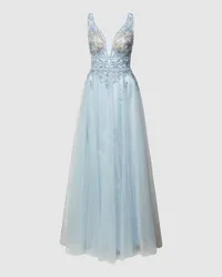 LUXUAR Abendkleid mit floraler Spitze Hellblau