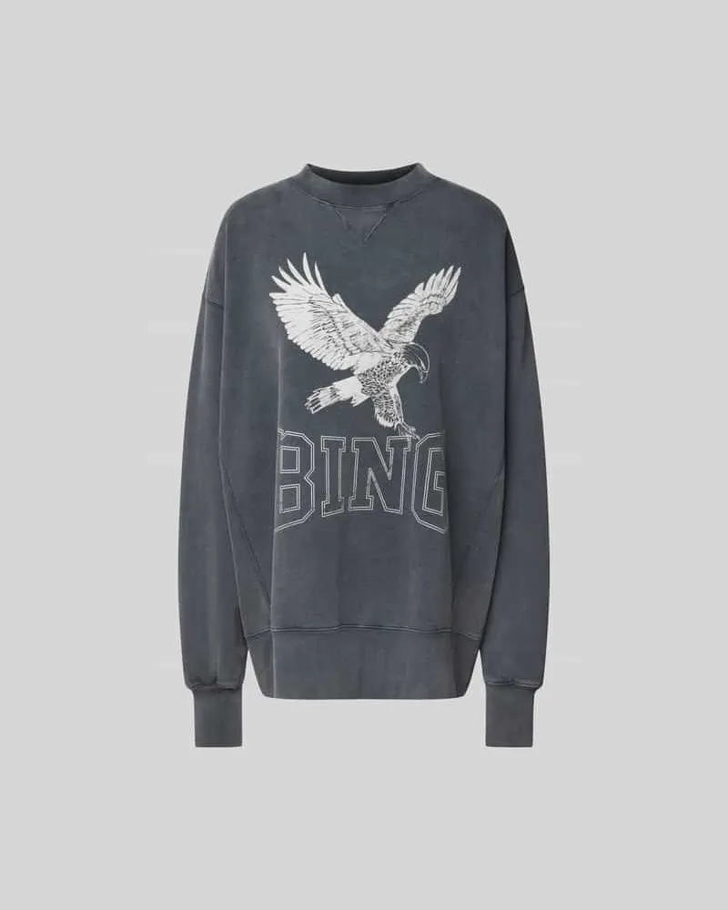 Anine Bing Oversized Sweatshirt mit Label-Print Dunkelgrau