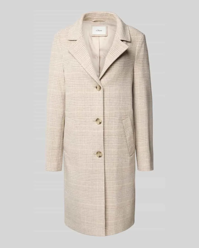 S.Oliver Regular Fit Wollmantel mit Karomuster Beige