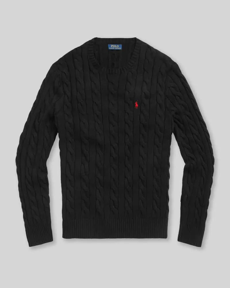Ralph Lauren Regular Fit Strickpullover aus reiner Baumwolle Black