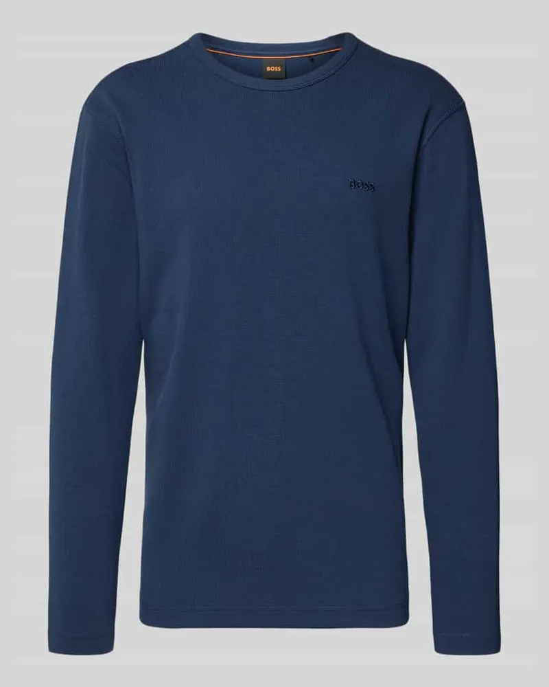 HUGO BOSS Regular Fit Langarmshirt aus Baumwoll-Mix Modell 'TEMPESTO Marine