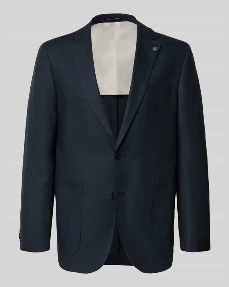 Christian Berg Regular Fit Sakko aus reinen Leinen mit Reverskragen Dunkelblau