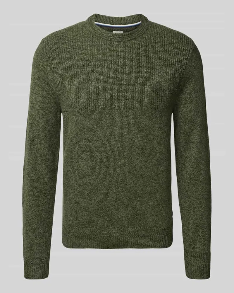 Brax Strickpullover mit gerippten Abschlüssen Modell 'RICK Oliv