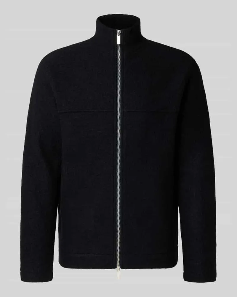 Selected Homme Regular Fit Cardigan aus reinem Woll-Bouclé Modell 'NEALY Black