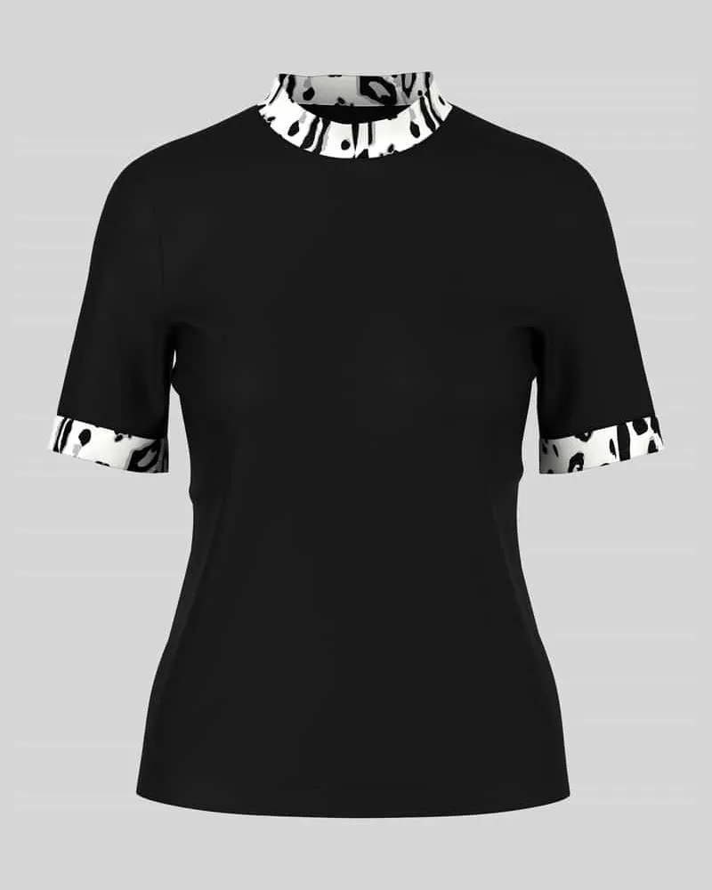 Marc Cain T-Shirt mit kontrastierendem Kragenabschluss Black