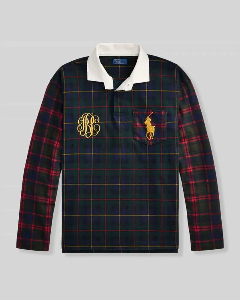 Ralph Lauren Langarmshirt mit kontrastierendem Polokragen Dunkelgruen