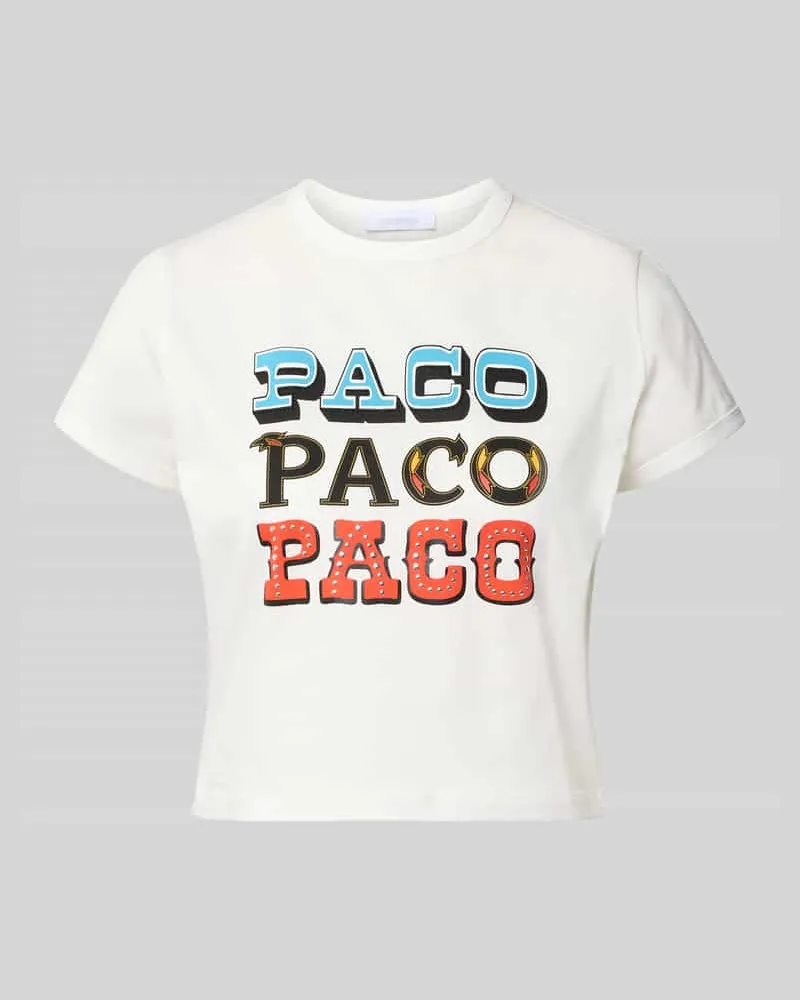 Paco Rabanne Regular Fit T-Shirt mit Statement-Print Weiss