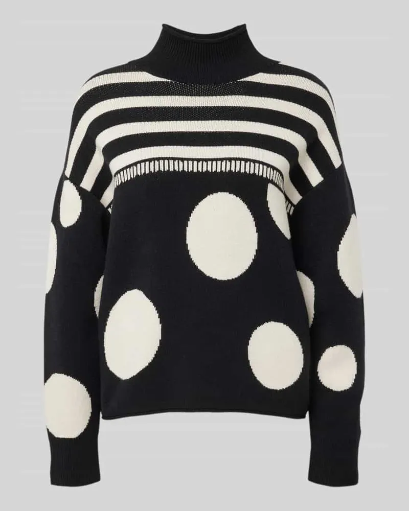 Oui  Strickpullover mit Turtleneck Black