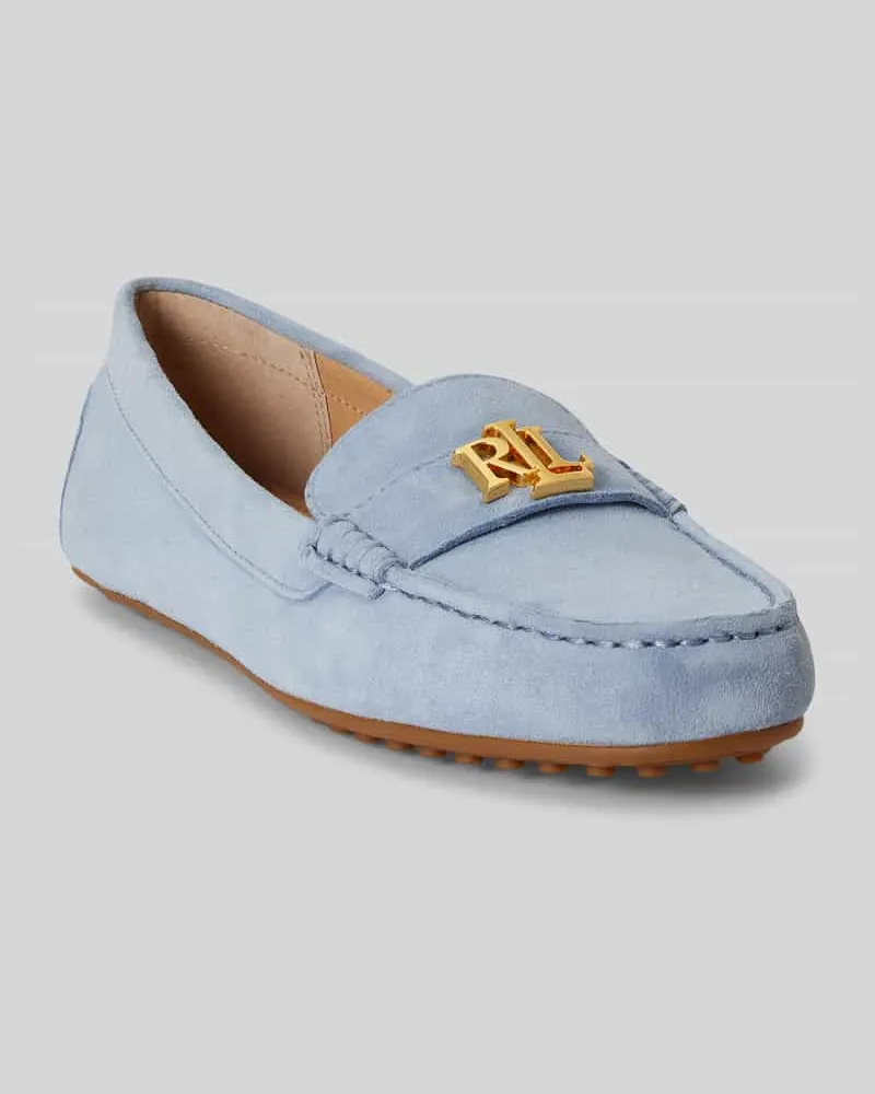 Ralph Lauren Slipper aus echtem Veloursleder Hellblau