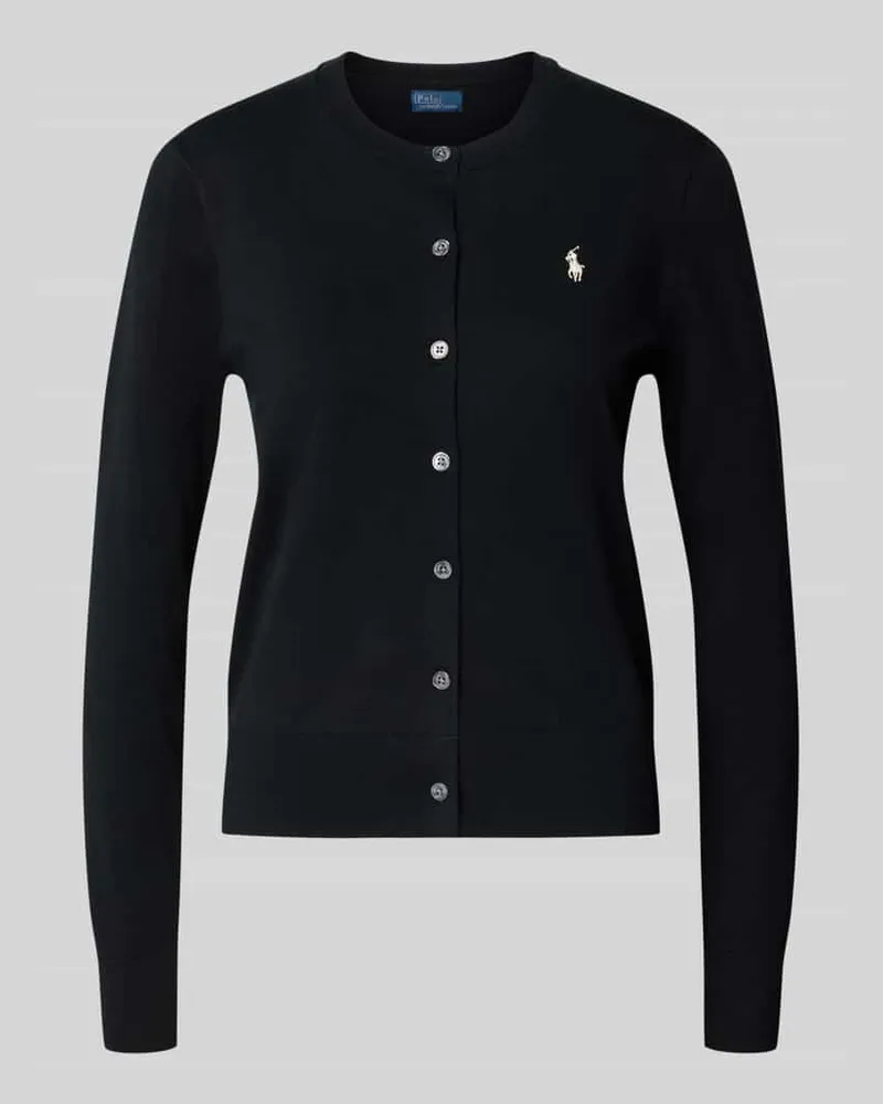 Ralph Lauren Slim Fit Strickjacke aus Baumwoll-Mix Black