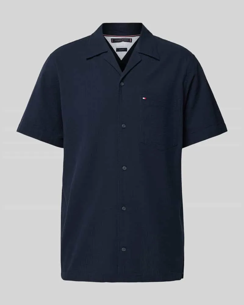 Tommy Hilfiger Regular Fit Freizeithemd mit Logo-Stitching Marine