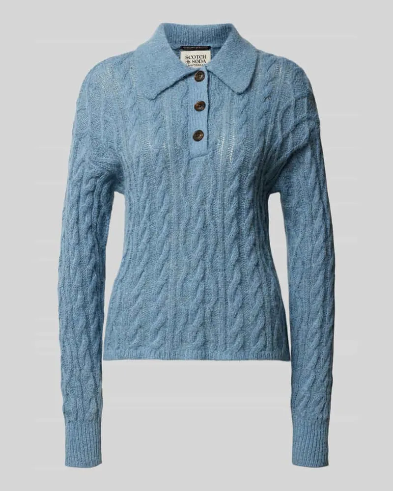 Scotch&Soda Strickpullover mit Zopfmuster Jeansblau
