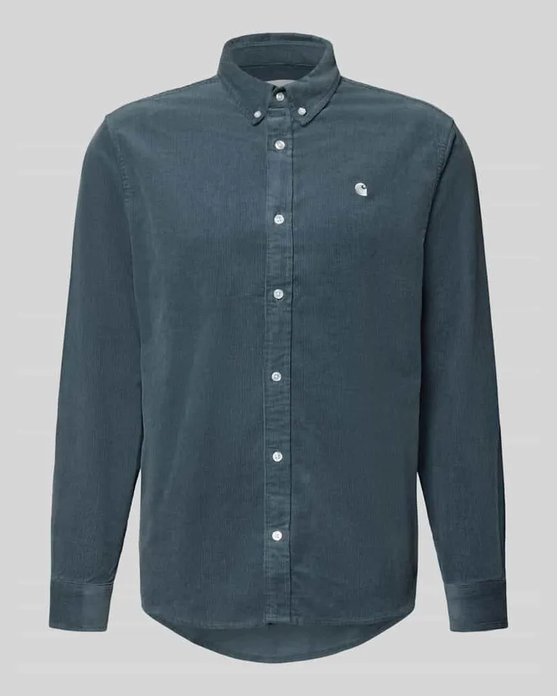 Carhartt WIP Regular Fit Freizeithemd aus Cord mit Button-Down-Kragen Hellblau