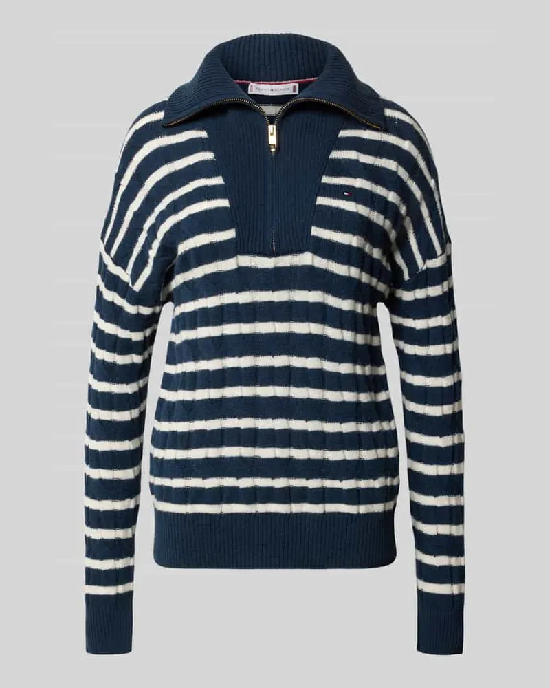 Tommy Hilfiger Regular Fit Troyer aus reiner Wolle Marine
