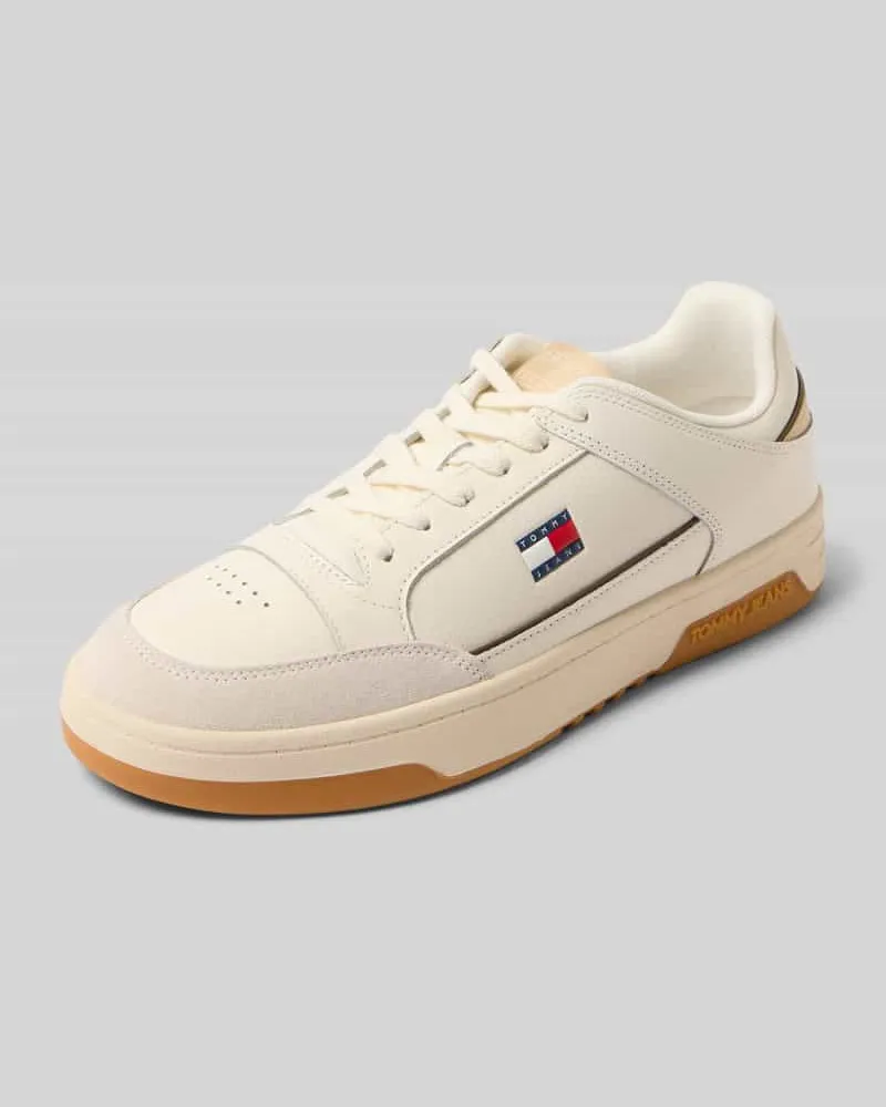 Tommy Hilfiger Sneaker aus Veloursleder mit Logo-Print Ecru