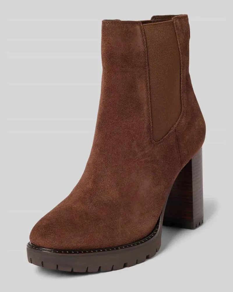 Ralph Lauren Stiefeletten mit Blockabsatz Modell 'LAYNE Mittelbraun
