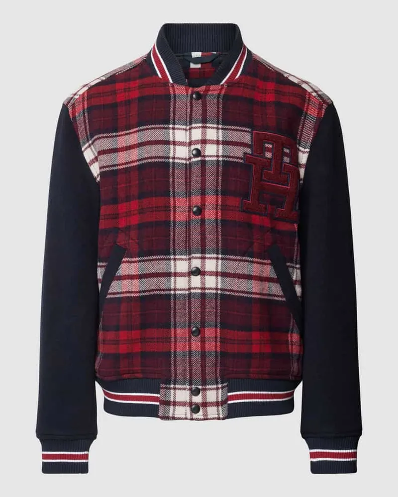 Tommy Hilfiger Bomberjacke mit Tartan-Karo Dunkelrot