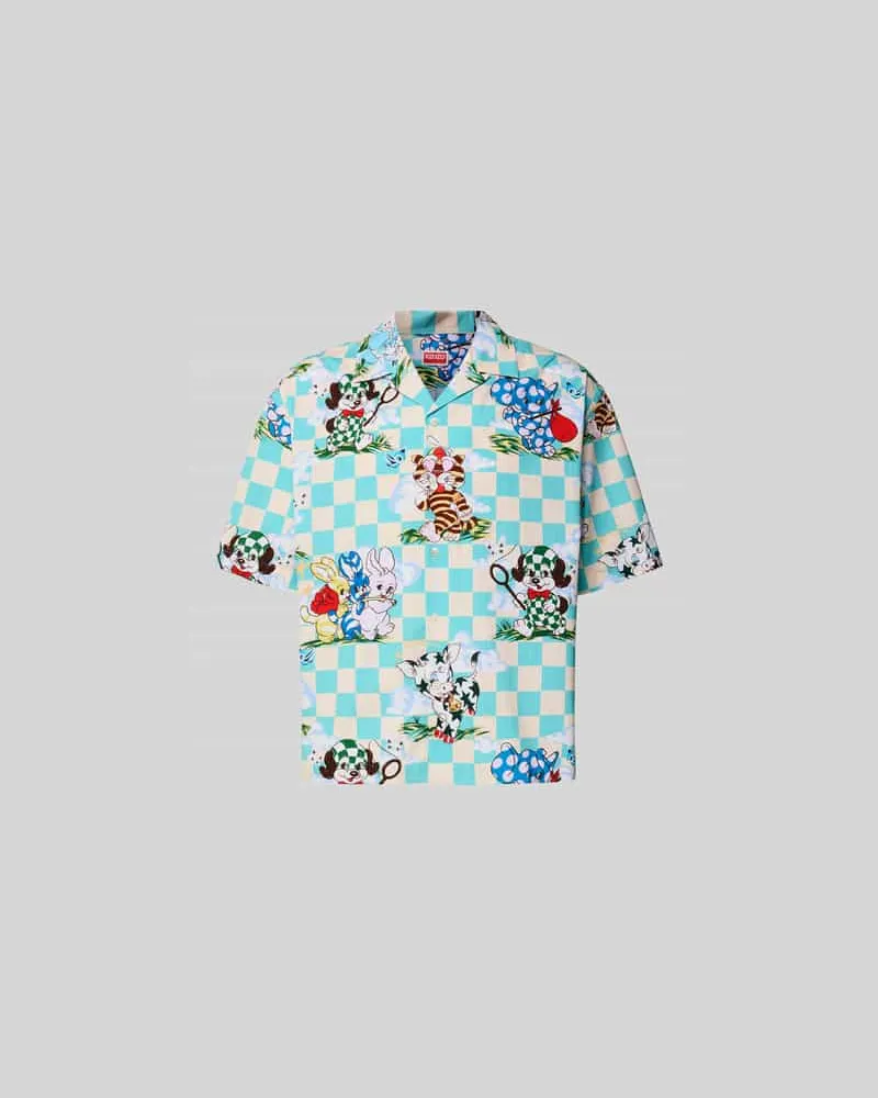 Kenzo Freizeithemd mit Allover-Motiv-Print Hellblau