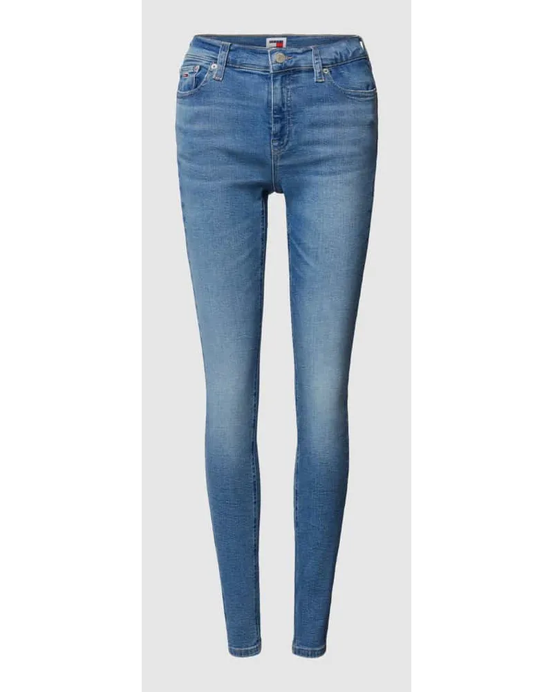 Tommy Hilfiger Skinny Fit Jeans mit Label-Stitching Modell 'NORA Jeansblau