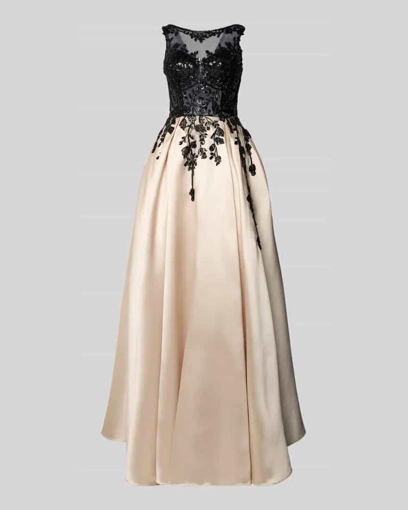 LUXUAR Abendkleid mit Perlen- und Paillettenbesatz Gold