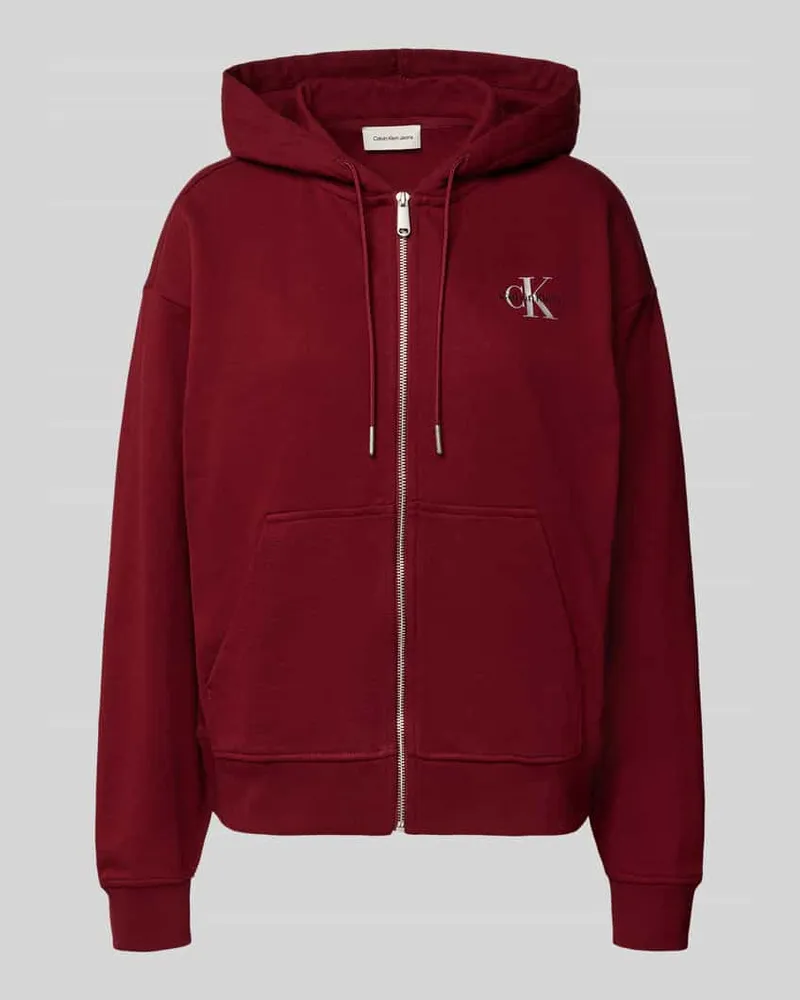 Calvin Klein Sweatjacke mit Label-Print Bordeaux