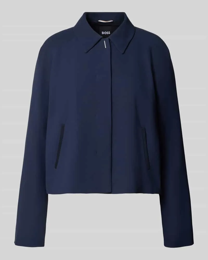 HUGO BOSS Regular Fit Kurzblazer aus reiner Viskose Modell 'JANDERA Marine
