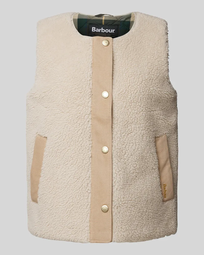 Barbour Weste aus Teddyfell mit Knopfleiste Modell DULSIE LINER Ecru