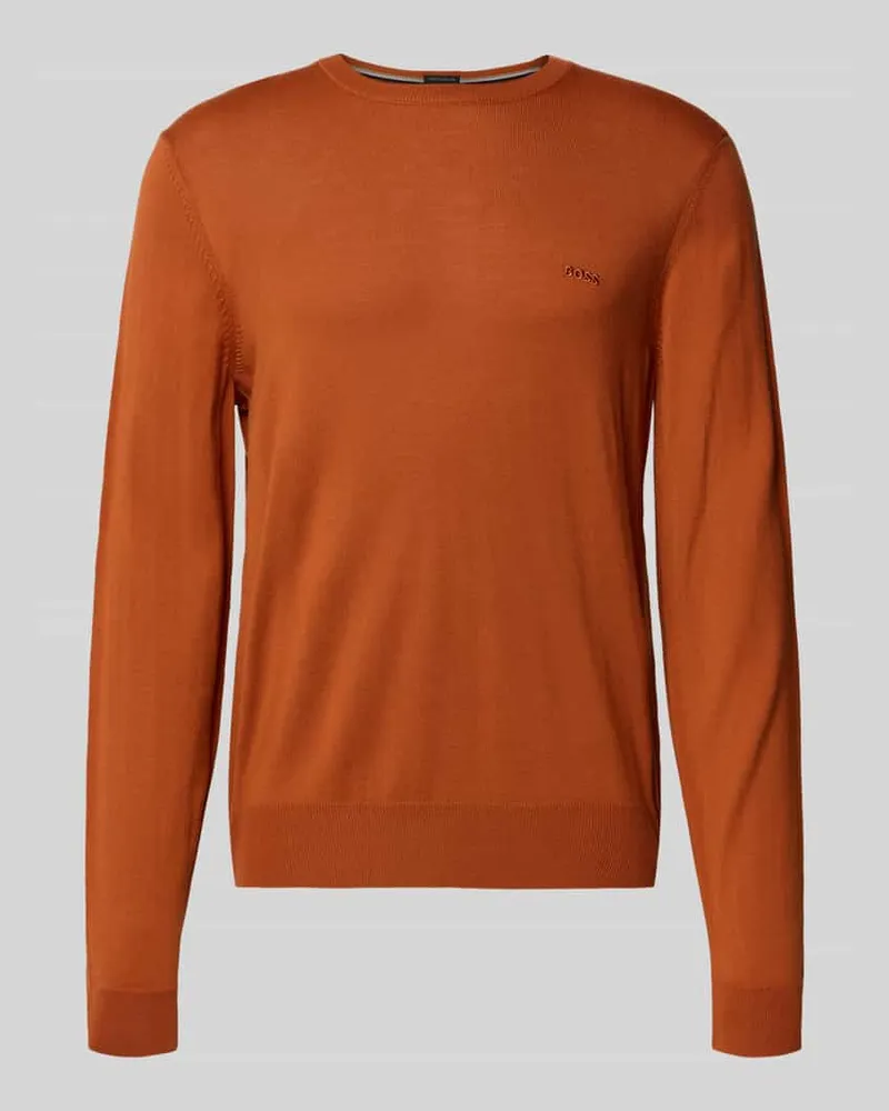 HUGO BOSS Regular Fit Strickpullover aus reiner Schurwolle Modell 'BOTTO Orange
