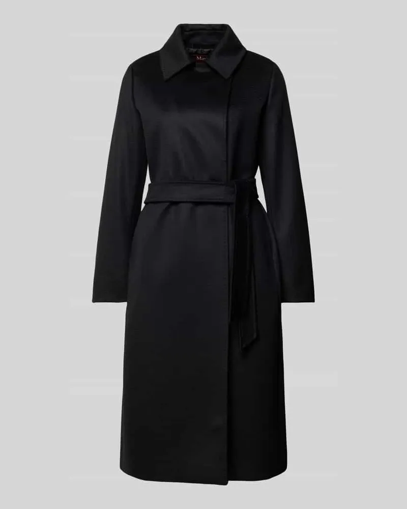 Max Mara Mantel aus reiner Schurwolle mit Umlegekragen Black