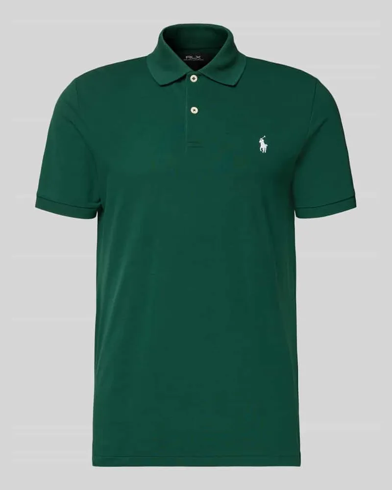 Ralph Lauren Slim Fit Poloshirt mit Label-Stitching Dunkelgruen