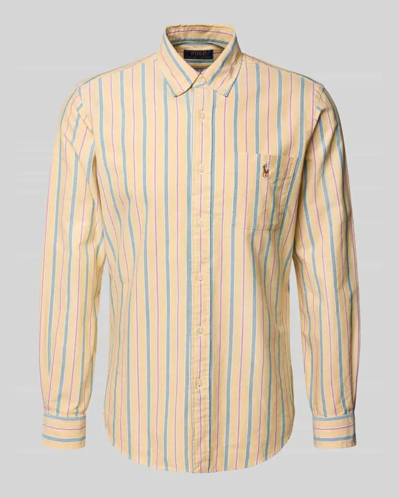 Ralph Lauren Custom Fit Freizeithemd mit Button-Down-Kragen Hellgelb