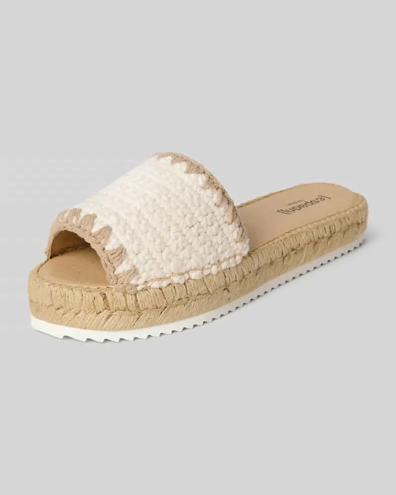 Espadrij Slides mit profilierter Sohle Modell 'PLAGE CROCHET Offwhite